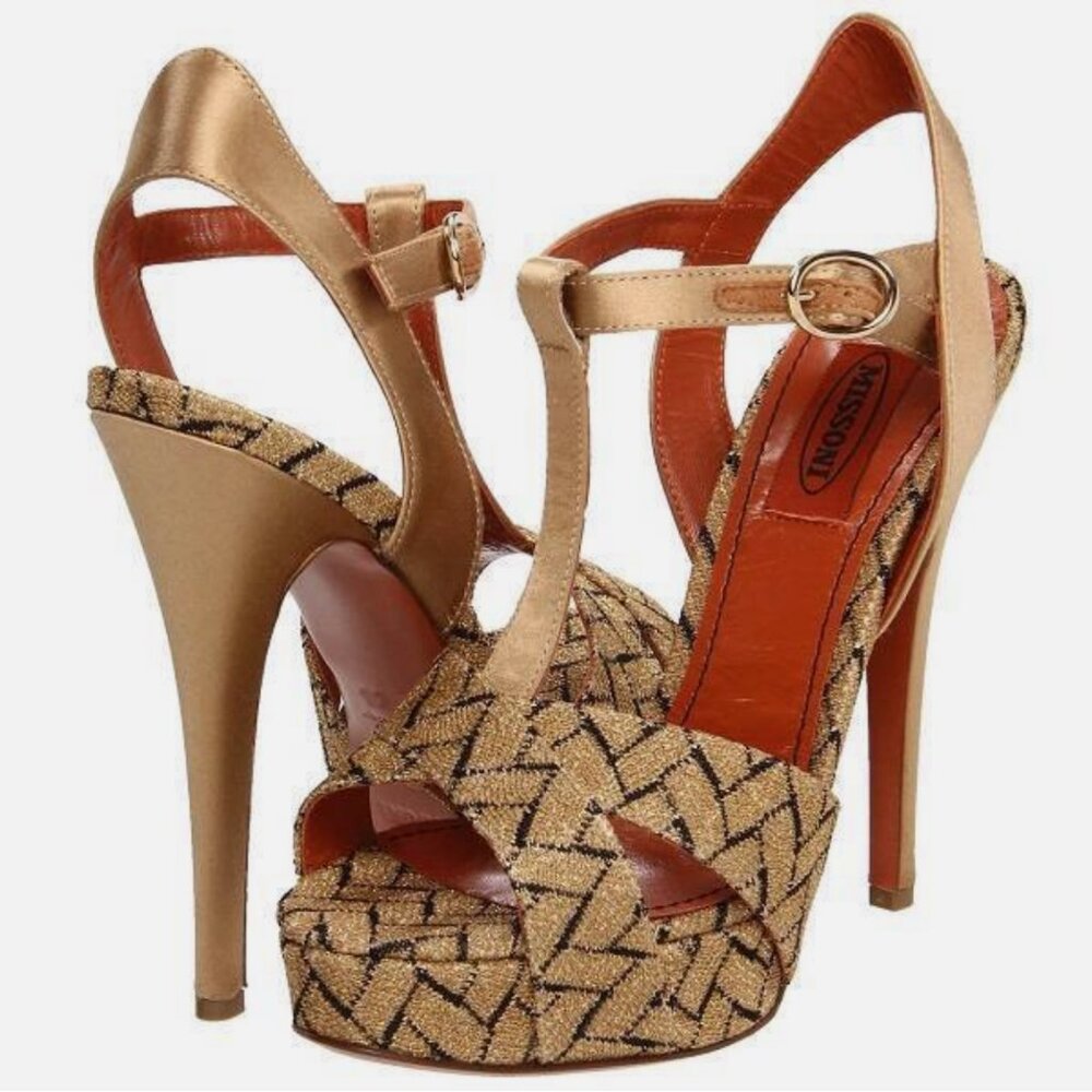 Missoni Chevron Open Toe Platform Heels